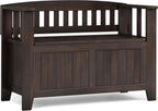 SIMPLIHOME Acadian 2-Seater Storage Bench and Cabinet Set in Brunette Brown