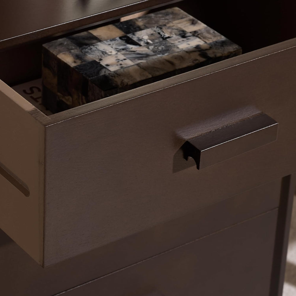 SAFAVIEH Home Collection - Pomona Dark Chocolate Nightstand, 3-Drawer Accent ...