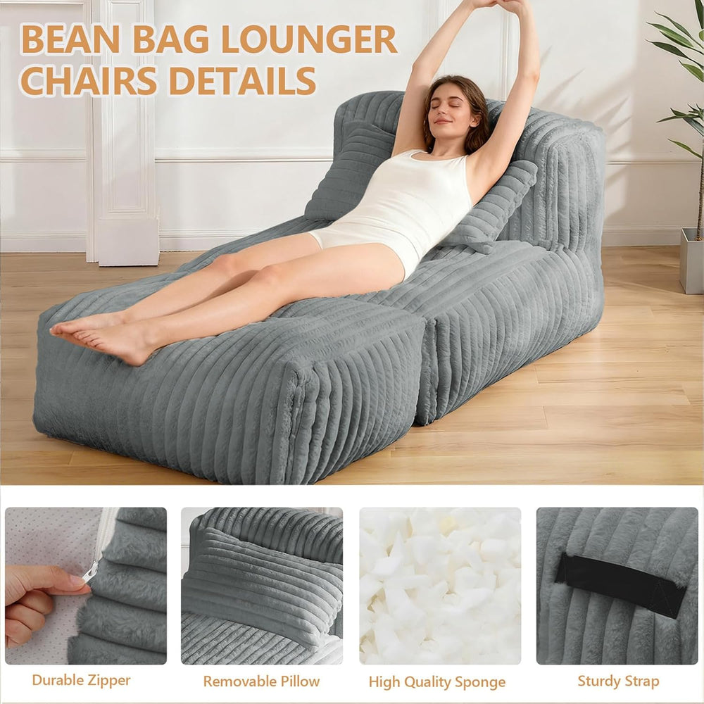 Big Bean Bag Lounger Sofa with Pillow, Large Bean Bag Chairs for Adults, Over...
