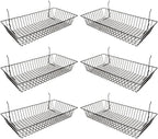 Only Garment Racks #5624B (Pack of 6) Black Wire Baskets for Grid Wall and Slat Wall - Merchandiser Baskets, Black Wire Basket 24" L x 12" D x 4" H (Set of 6) (Pack of 6)