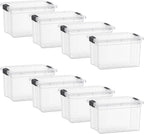 Superio Clear Storage Boxes with Lids, 49 Quart Plastic Container Bins for Organizing, Stackable Crates, BPA Free, Non Toxic, Odor Free, Organizers for Home, Office and Dorm, 8 Pack