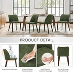 COLAMY Upholstered Dining Chairs Set of 4, Modern PU Leather Dining Room Kitchen Side Chair with Padded Seat and Wood Legs Restaurant/Cafe, Green