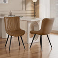Dining Chair Set of 2 PU Leather Dining Room Chairs Upholstered Comfy Dining Chairs Modern Kitchen Armless Side Chair with Sturdy Metal Legs,Brown
