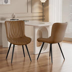 Dining Chair Set of 2 PU Leather Dining Room Chairs Upholstered Comfy Dining Chairs Modern Kitchen Armless Side Chair with Sturdy Metal Legs,Brown