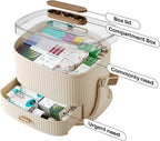 Two-Medicine Organizer, Portable Medicine Cabinet Organizer, Empty First Aid Kit with Drawers for Home, and Portable Travel Pill Organizer.
