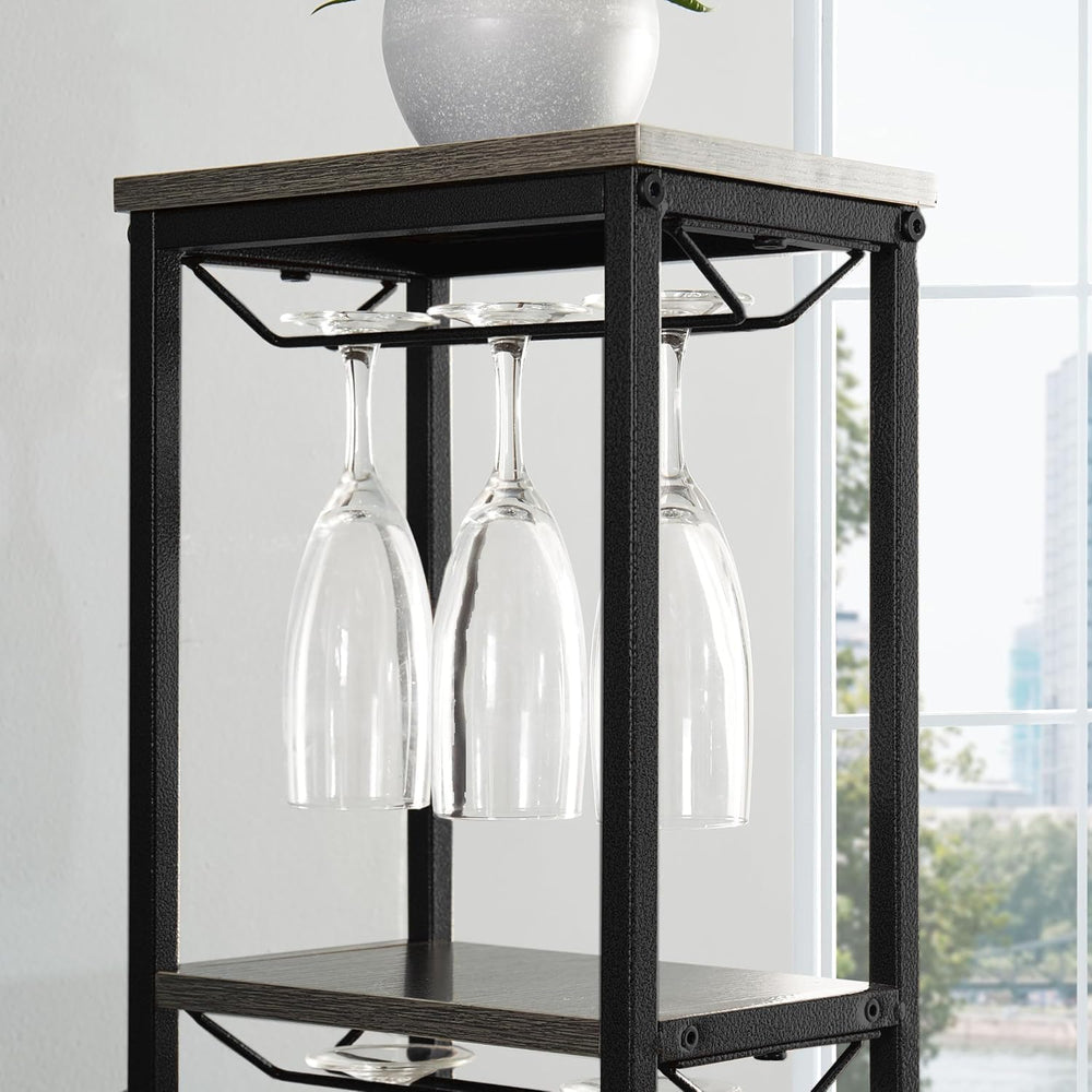 5-Tier Wine Rack Freestanding Floor, 11 Bottles Modern Wooden Wine Holder-Sto...
