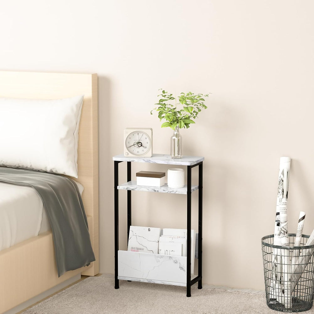 THUMEYE 7.1" Narrow Side Table for Small Spaces, 3 Tier Small End Table ...