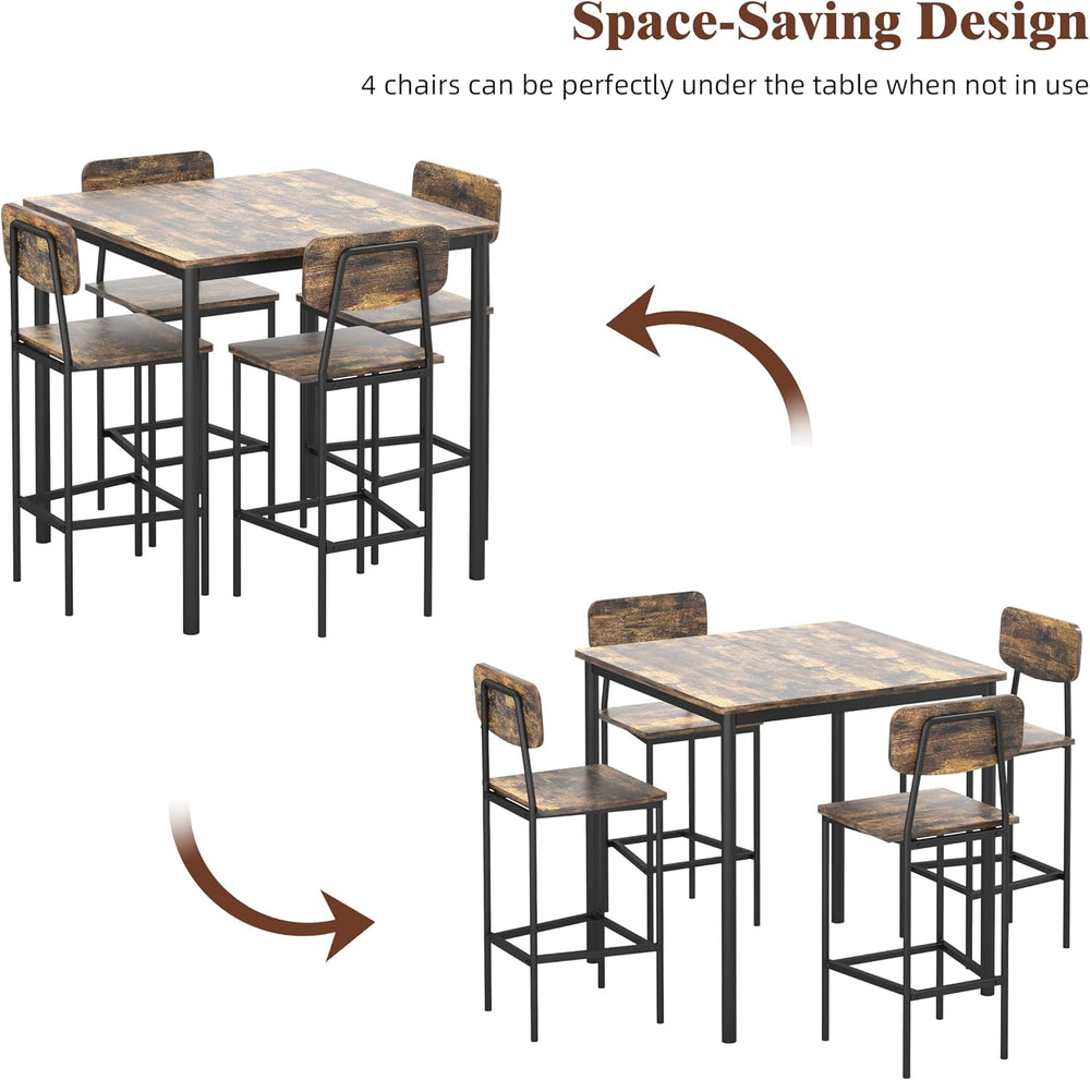 Kitchen Table and Chairs of 4, 5 Piece Dining Table Set, Sturdy Industrial Sp...