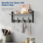 Tatub 20" Rustic Coat Rack Wall Mount with Shelf, Wall Hooks with Shelf, Heavy Duty Entryway Organizer Hangers for Hanging, Hat, Bag, Jacket for Bathroom, Living Room, Bedroom, Gray