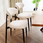 UVV Dining Chairs Set of 2, Metal Kitchen Chairs with Modern Fabric Upholstered for Dining Room, Beige