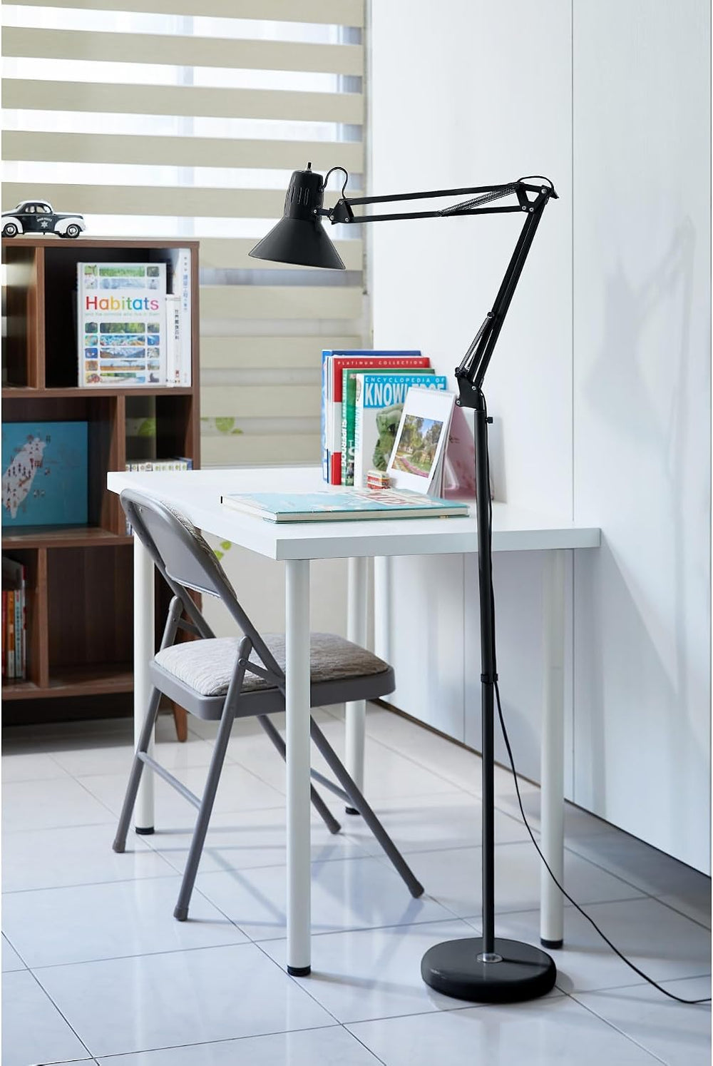 Bostitch Office VLF100F Swing Arm Metal Floor Lamp, 72" Tall with Multi-...
