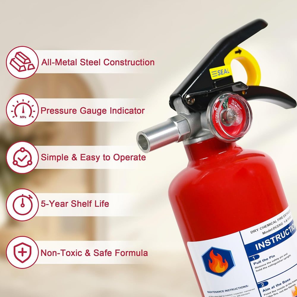 ABC Dry Powder Fire Extinguishers, 2.5lb 1A:10B:C Multi-Class Fire Safety Gea...