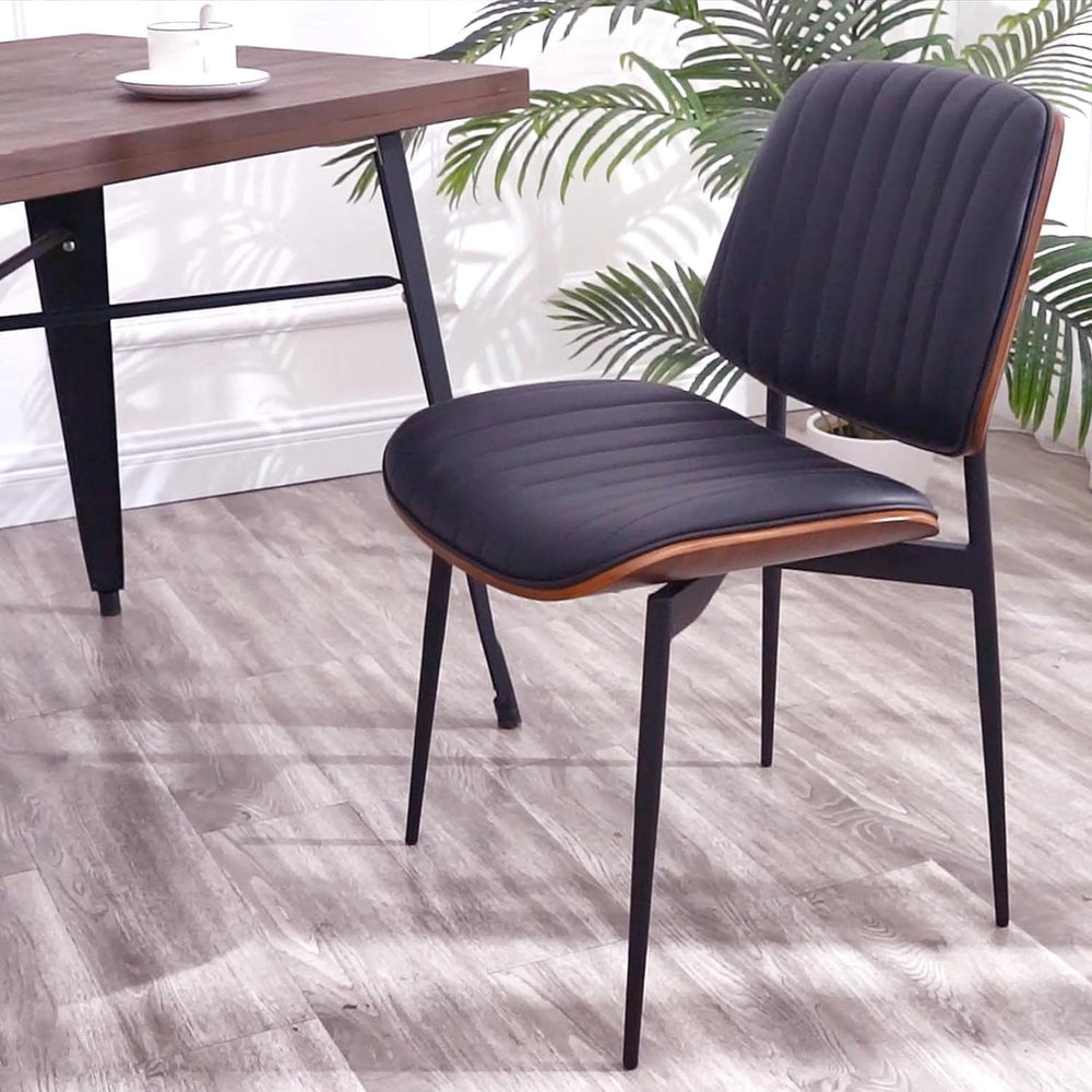 LUNLING Dining Chairs Set of 4 Mid Century Modern Retro Faux Leather Chair wi...
