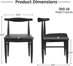 Yaheetech Dining Chairs Set of 2 Mid Century Modern Leather Dining Room Chairs with Armless Backrest & Metal Legs for Kitchen, Living Room, Black