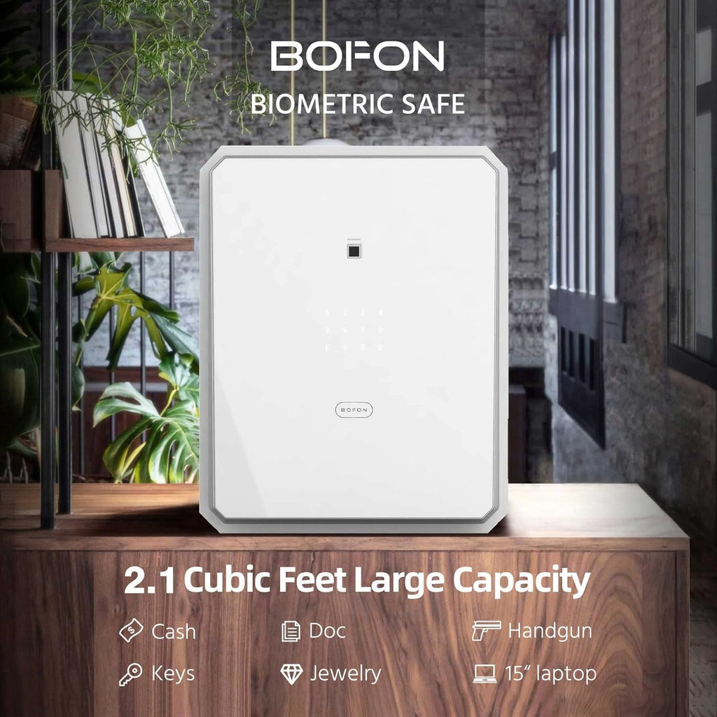 Fingerprint Password Safe Box with Key, Cabinets for Home Offcie,Lock Box,Security Box,Biometric safe,W-series 2.1Cubic feet BOFON