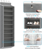 REGELETO 10 Tiers Large Size Over Door Shoe Organizer Storage, Hanging Shoe Rack for Door with Deep Pockets, Fit 20-30 Pairs Shoe Organizer Holder for Sneakers and Boots (Grey)