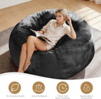 Combet Big Bean Bag Chairs for Adults, Bean Bag Chair with Filler Memory Foam Chair Super Soft Plush, Living Room Furniture, Suitable for Bedrooms, Comfy Lounge Reading Chairs, 4FT Darkgrey