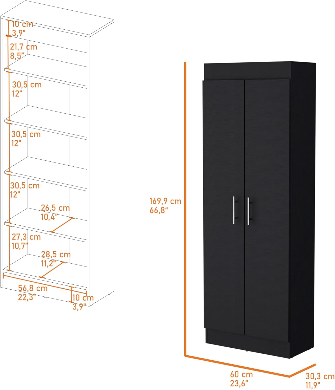 Tall Pantry Cabinet with Sleek 5-Shelf Storage,Sideboard Buffet Cabinet with Storage,Durable and Stylish,for Dining Room,Kitchen