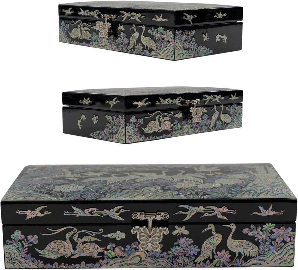 Mother of Pearl Jewelry Organizer box - Handmade Large Wooden Box Romantic An...