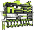 Power Tool Organizer Wall Mount,Heavy Duty Metal 4 Layer 8 Slots Drill Holder,Garage Cordless Storage Rack with Screwdriver Plier Hammer Holder for Workshop Carport Basement