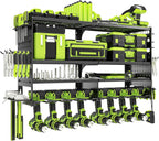 Power Tool Organizer Wall Mount,Heavy Duty Metal 4 Layer 8 Slots Drill Holder,Garage Cordless Storage Rack with Screwdriver Plier Hammer Holder for Workshop Carport Basement