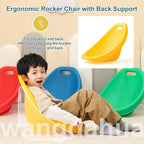 Scoop Rocker Chairs for Cassroom, Kids Floor Scoop Chair, Portable Reading Chair with Back Support, Flexible Classroom Seating, Sensory Wiggle Plastic Chairs for Toddler Age 3-9,Red