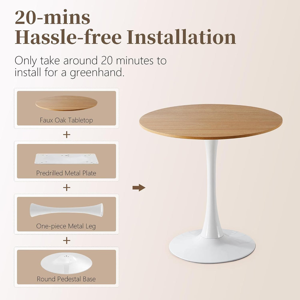 31.5 Inch Round Dining Table,Mid-Century Tulip Table with Metal Pedestal Base...