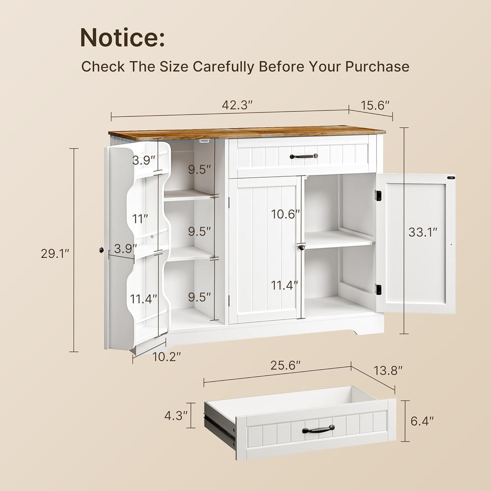 Kitchen Coffee Bar Cabinet with Storage, Sideboard Buffet with Drawers, Shelv...