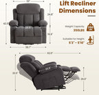 BOSMILLER Electric Power Lift Recliner Chair Sofa with Massage and Heat for Elderly,Lift Chair with Cup Holder & Side Pockets for Living Room