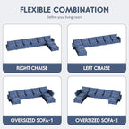 Homall 232" Modular Sectional Sofa, Oversized Sofa Couch with Reversible Ottoman, DIY Combination Chenille Deep 6-Seat Cloud Couch for Living Room, Apartment (Dark Blue, Oversized Sofa)