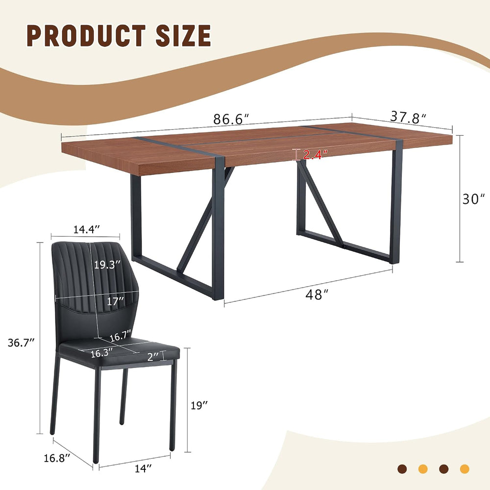9 Piece Dining Table Set, 86.6'' Dining Table Set for 8,Wooden Table ...