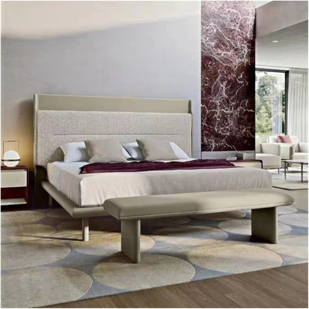 Modern Upholstered Pu Leather Bench Ottoman,Modern Tufted Long, Comfortable F...