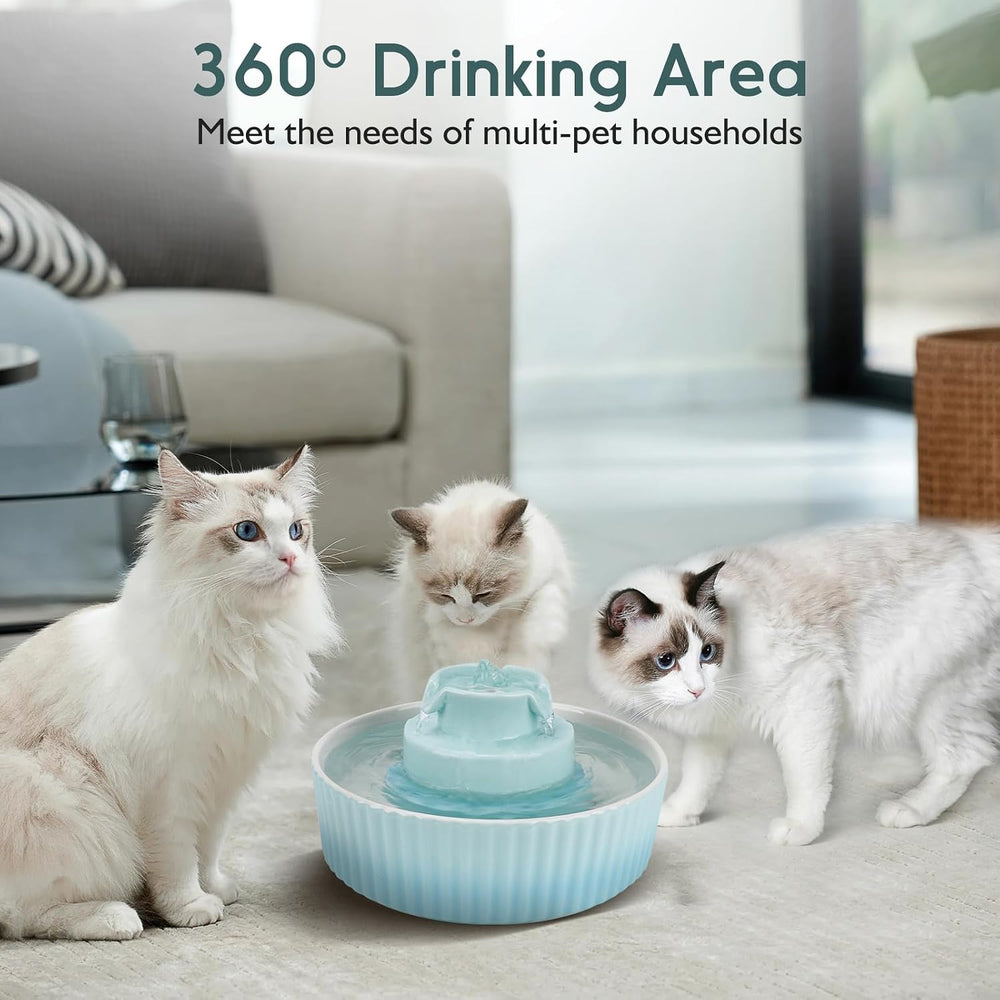 Lawfery Ceramic Cat Water Fountain, 2.1L/71oz Cupcake Pet Fountain