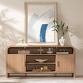 TV Stand for TVs Up to 65'' - [Unique Curved Profile, FSC-Certified Wooden Board] Entertainment Center with Adjustable Shelves and Storage Cabinet Modern Media Console for Living Room