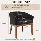 SoarFlash Mid Century Modern Upholstered Barrel Dining Chairs with Arms, Farmhouse Linen Kitchen and Dining Room Chairs, with Natural Hardwood Frame (Black)