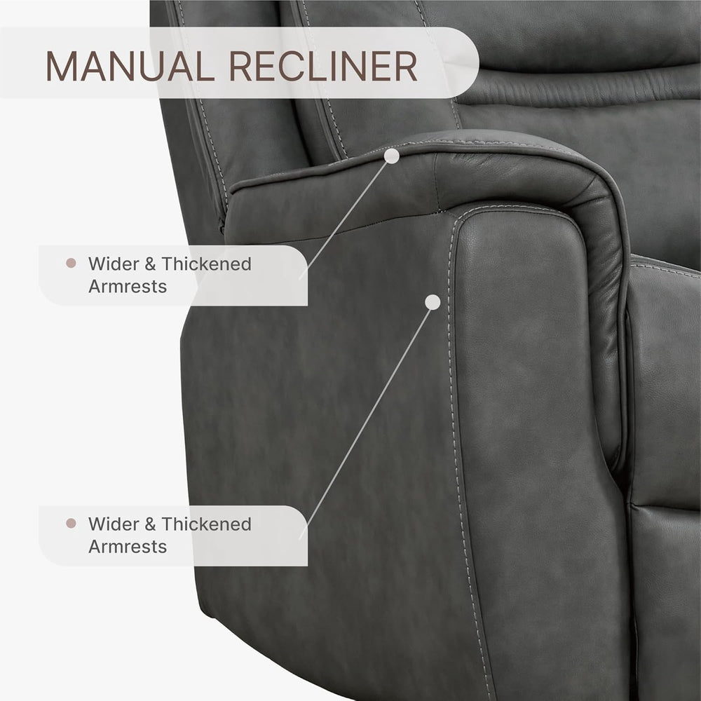 KISLOT Leather Recliner Chair, 360° Swivel Rocker Faux Leather Manual Recline...