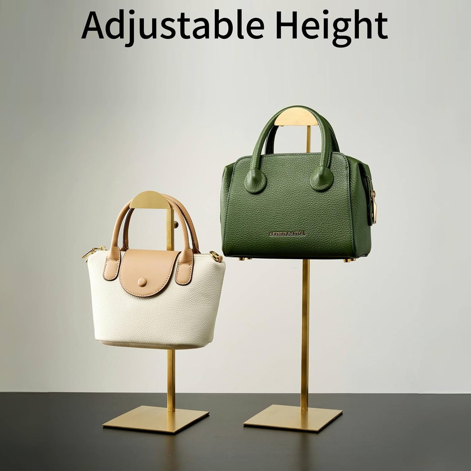 Purse Display Stand, Set of 2 Handbag Display Stand Vendors Purse Rack Stainless Steel Hanging Hook Stands Tabletop for Bag Organizer Adjustable Height Home Store Boutique Counter