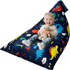 Jorbest Dinosaur Bean Bag Chair for Kids, 2.5FT Beanbag Kids Bean Bag Chairs with Memory Foam Filled and Removable Velvet Cover for Boys Girls, Soft Sofa Bean Bag Couch with Filler for Reading, Large