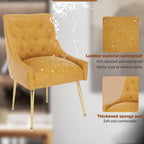 Dining Chairs Set of 2, Gold Leg Side Chair Faux Faux Leather Vanity Mid-Century with Metal Legs Upholstered PU Faux Leather Luxury Accent Chairs Living Room Restaurant