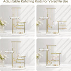 SZQINJI 5 Tier Jewelry Holder Organizer, Gold Jewelry Stand with Velvet Bracelet Holder, Adjustable Height Jewelry Display for Necklaces, Bracelets, Earrings, Rings, Gift Idea for Women, White