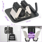 Broom Holder Wall Mount Screw Drilling, Sturdy Heavy Duty Stainless Steel Mop Gripper Rack Perforated, Perfect for Laundry Room Organizer, Fit with Laundry Kitchen Garage Garden Storage System