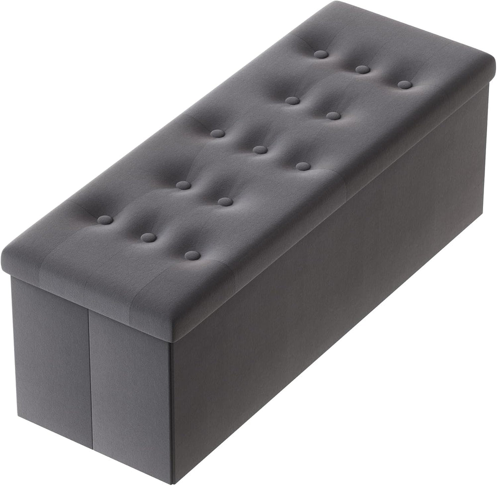 PRANDOM Jumbo Ottoman with Storage [1-Pack] Velvet Folding Small Square Foot ...