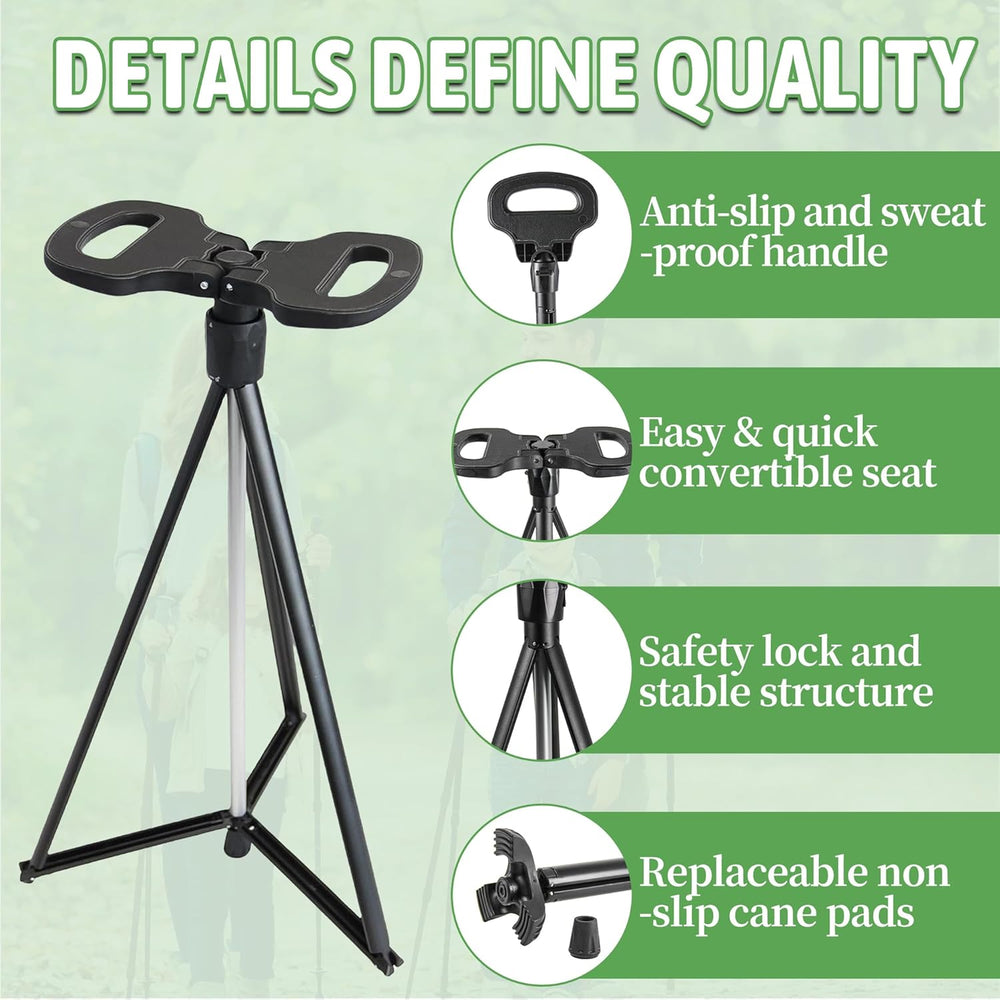 ALEVMOOM Walking Cane with Seat Folding Lightweight, 2-in-1 Cane Stool for Ad...