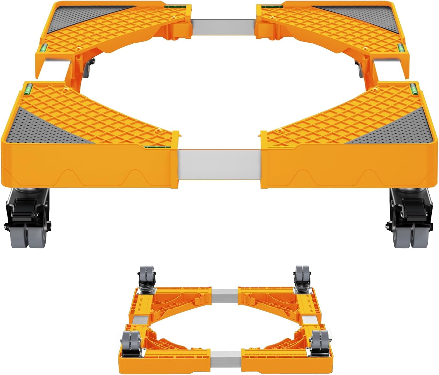 Mini Fridge Stand with 4 Locking Wheels 16.9"-25.6" Adjustable Dolly Base for Furniture Portable Refrigerator Stand (Yellow)