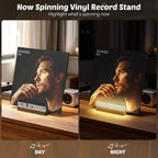 Vinyl Reord Stand with Adjustable Warm White Lights,Album Display Holder with Fingerprint-Proof Acrylic Letters for Room Décor,Gift for Album, LP Lovers