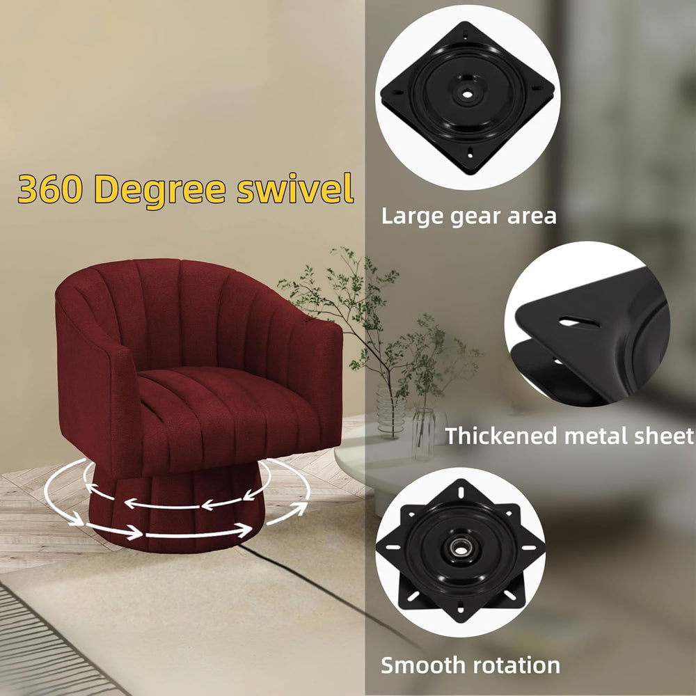 Modern Swivel Accent Chair, Velvet Corner Chair, Comfy Round Barrel Chair, Co...