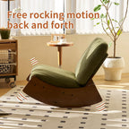 Comfortable Glider Rocking Chair, Upholstery Glider, Solid Wood Frame, Perfect for Multiple Settings Accent Reading (Green + Fabric)