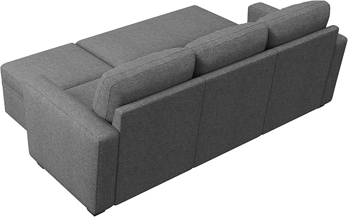 HONBAY Modular Sectional Sleeper Sofa with Pull Out Bed, L Shaped Couch with Storage Seat, Modular Sectional Couches for Living Room - Dark Grey