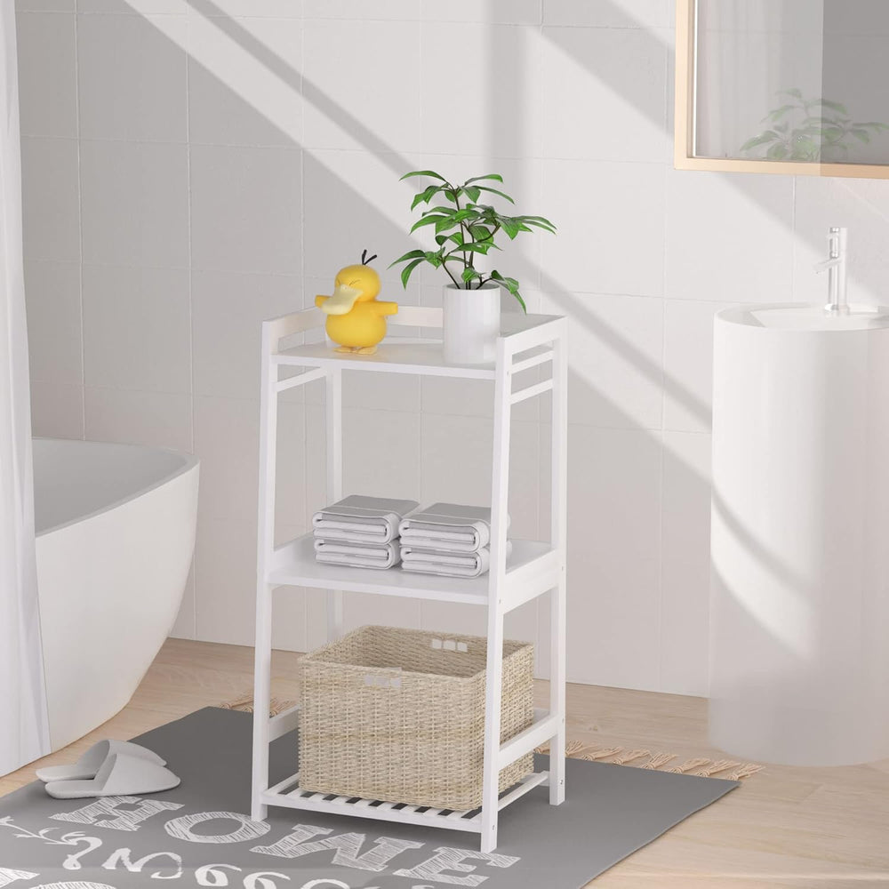POXAKA 3 Tier Bamboo Bathroom Shelves, Ladder Shelf for Storage, Rustic Home ...