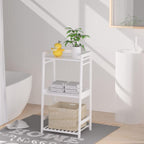 POXAKA 3 Tier Bamboo Bathroom Shelves, Ladder Shelf for Storage, Rustic Home Organizer, Space-Saving Design, Stylish Display Nightstand, Stylish Storage Solution for Home, Living Room, Kitchen